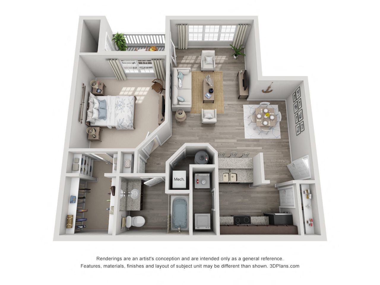 A3 1 Bedroom 1 Bath Floor Plan A3 1 Bedroom 1 Bath Floor Plan at Belara, Georgia, 30324